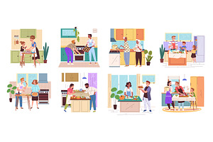 Family cooking at kitchen. Parents, a Food Illustration by Stock-Smart-Start