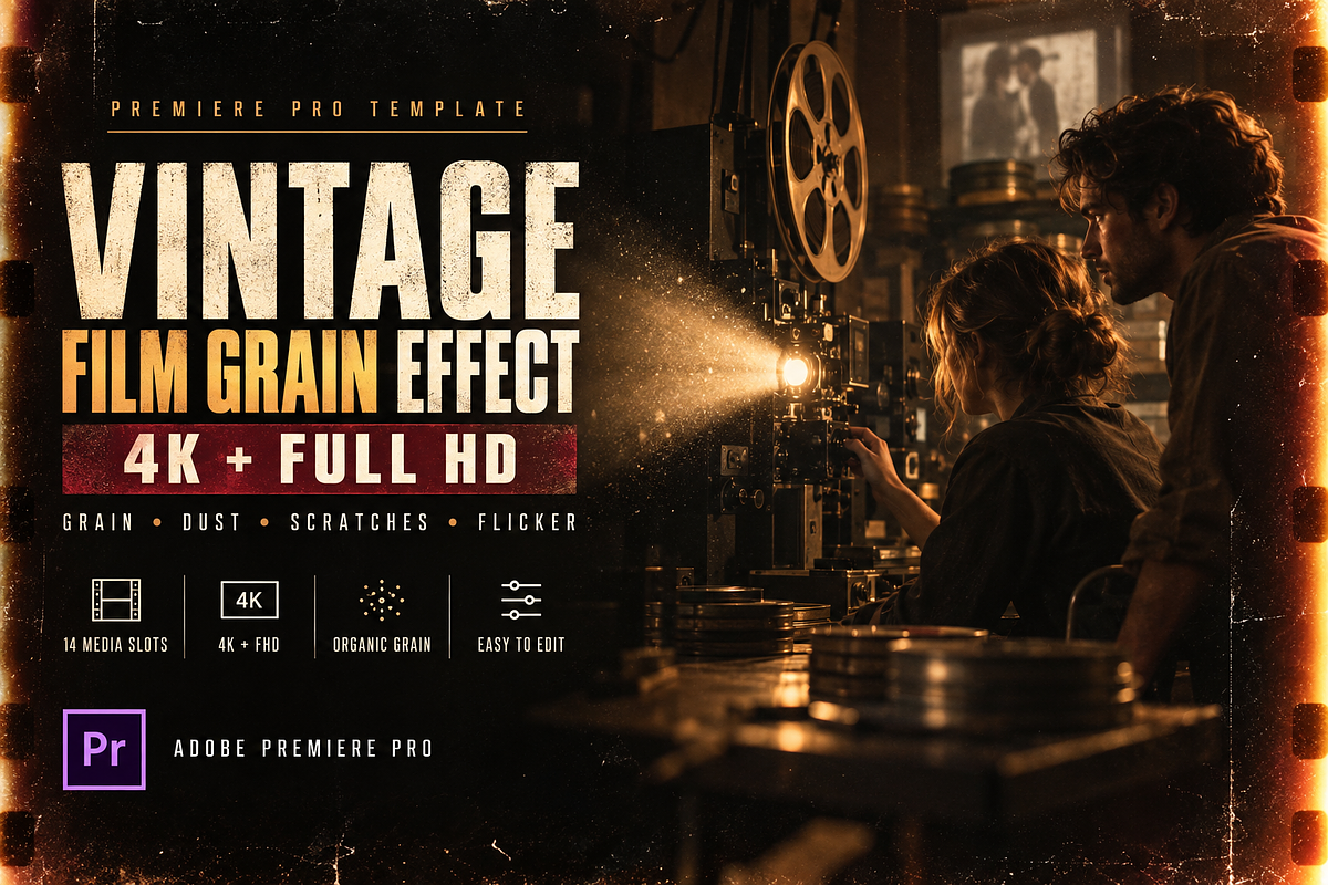 Vintage Film Grain Premiere Pro, a Plug-in Add-On by AAA Presets (Photo 1 of 3)