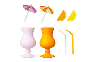 Cocktail 3d accessories. Isolated, a Food Illustration by Valerie Bodnar