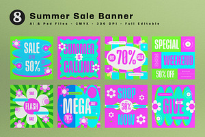 Pink Flat Design Summer Sale Banner