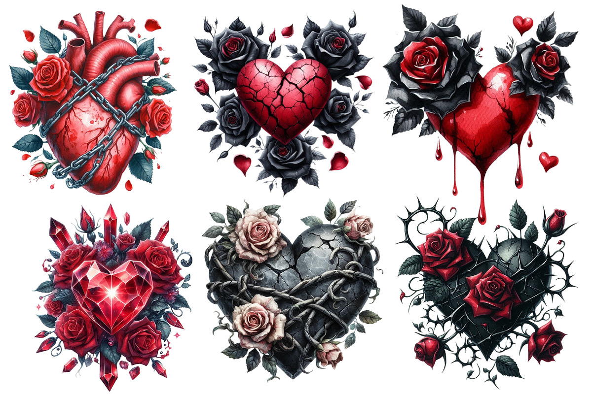 Gothic Floral Heart Clipart, an Illustration by Designworld (Photo 3 of 6)