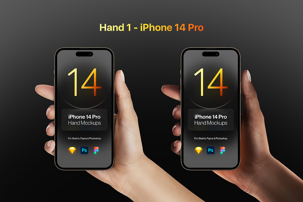Hand Mockups iPhone 14 Pro & normal, an iPhone Mockup by Pierre Borodin (Photo 3 of 10)