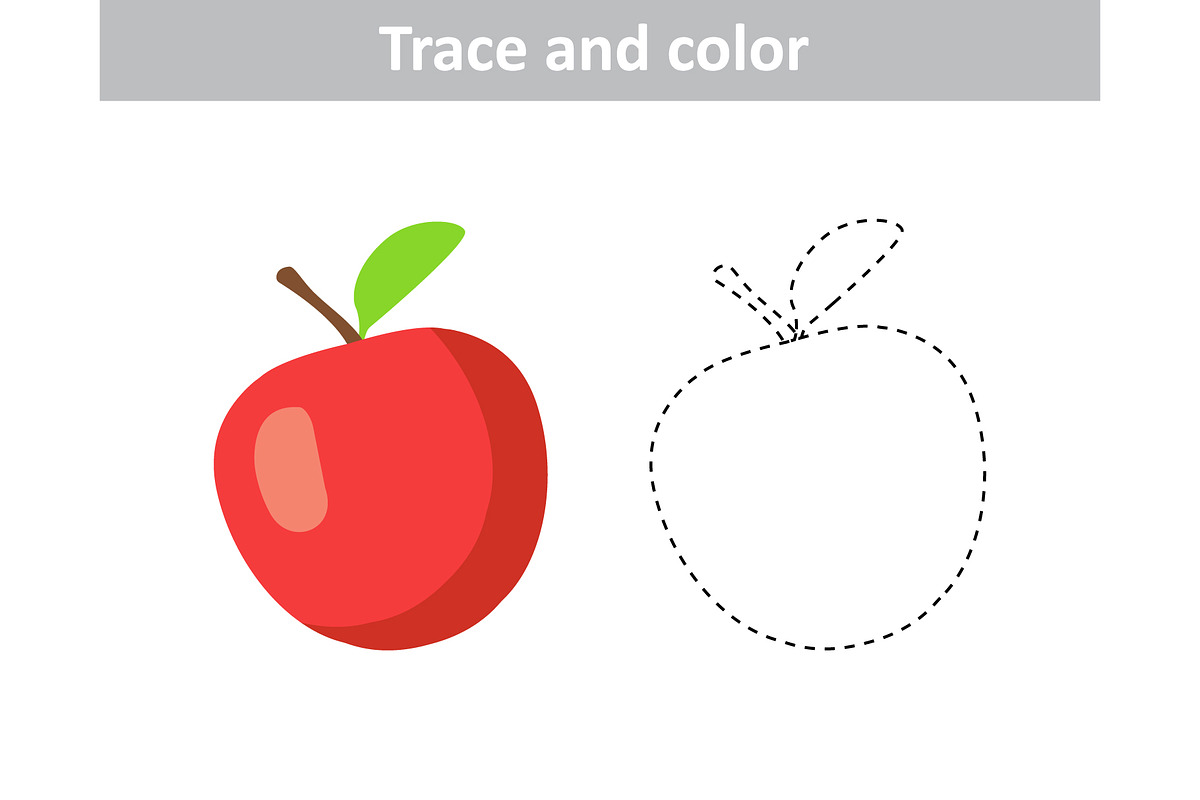 Red apple trace and color., a Food Illustration by Viktorijareut