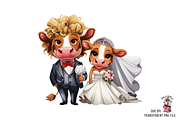 Cow Wedding Couple PNG Bundle, a Graphic by Clipart Bloom (Thumbnail 3 of 15)