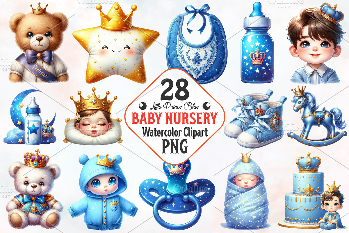 Little Prince Blue Baby Nursery Png, an Illustration by RobertsArt (Photo 1 of 8)