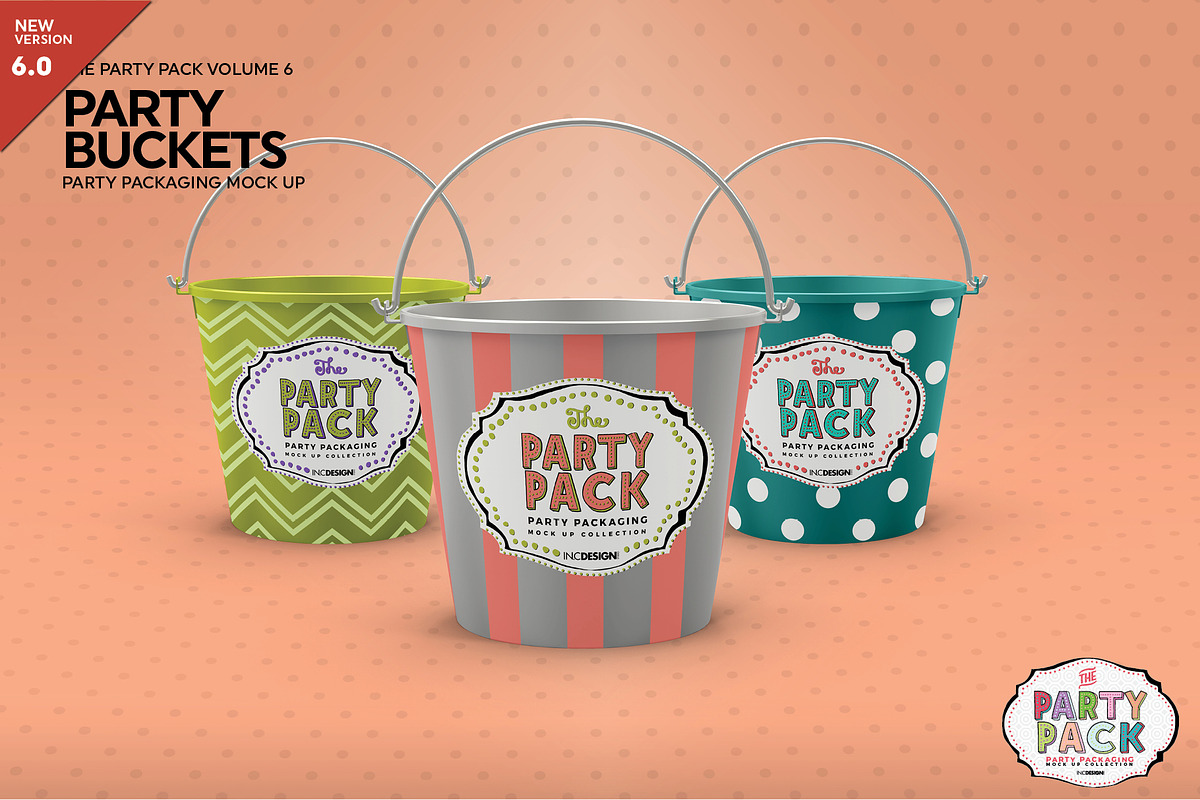 Party Buckets Packaging Mockup, a Product Mockup by INCDesign (Photo 1 of 7)