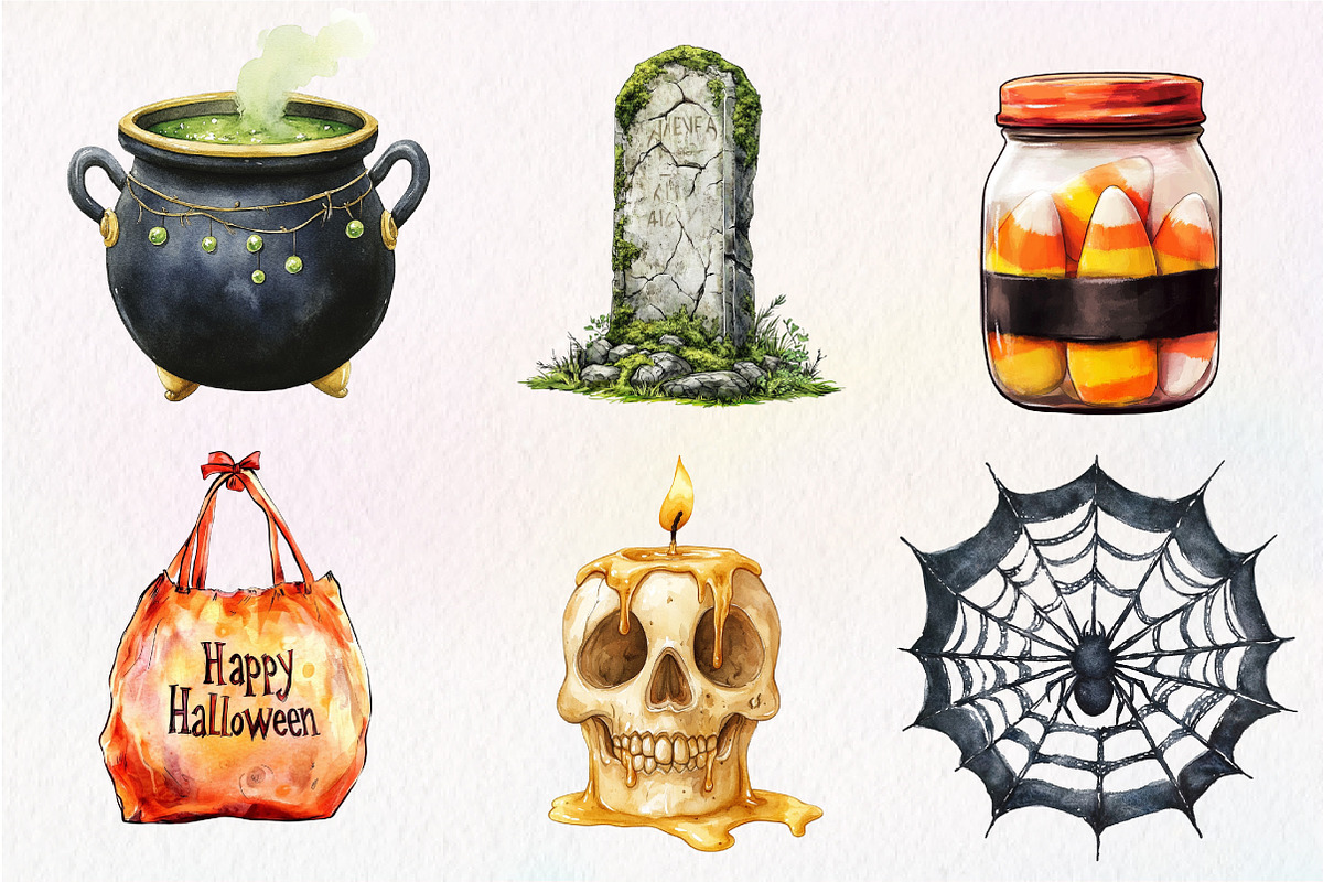 Vintage Halloween Décor Clipart, an Illustration by Dream Creation (Photo 3 of 7)