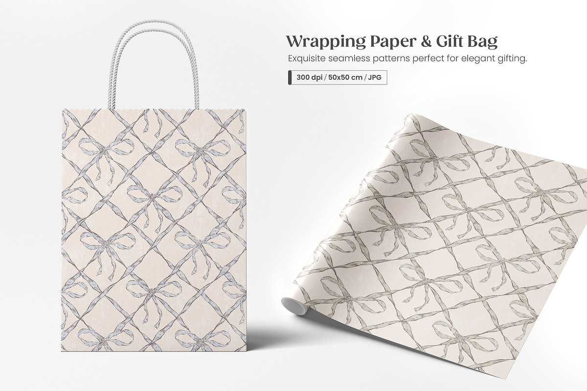 Coquette Bows & Rococo Pattern, a Wallpaper Graphic by Yello_illustration (Photo 8 of 16)