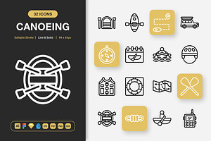 Canoeing Icons, an Icon by Spacepixel Creative