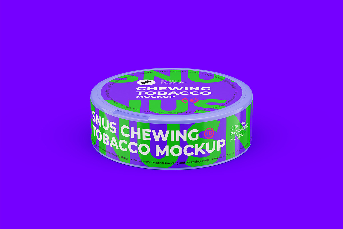 Snus Chewing Tobacco one lock 4 PSD, a Packaging Mockup by easymock 2 (Photo 12 of 15)
