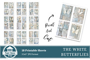 White Butterflies Junk Journal Paper, a Background Graphic by NiiiNArt (Thumbnail 7 of 8)