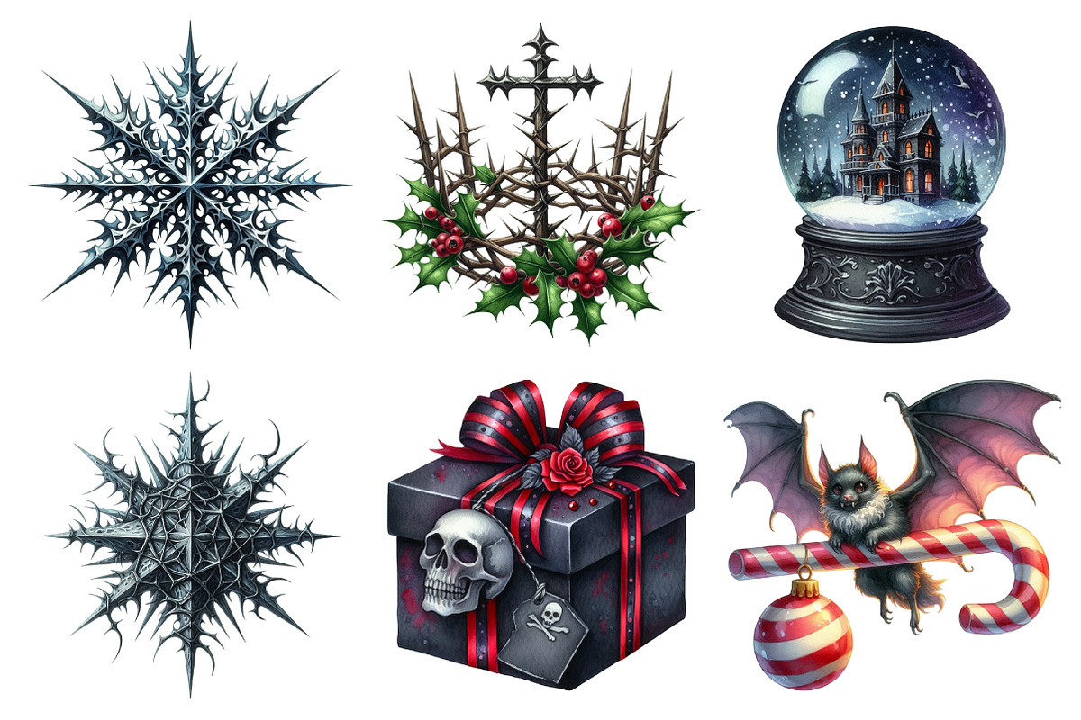 Goth Christmas Clipart, an Illustration by Daily.Designs (Photo 3 of 5)