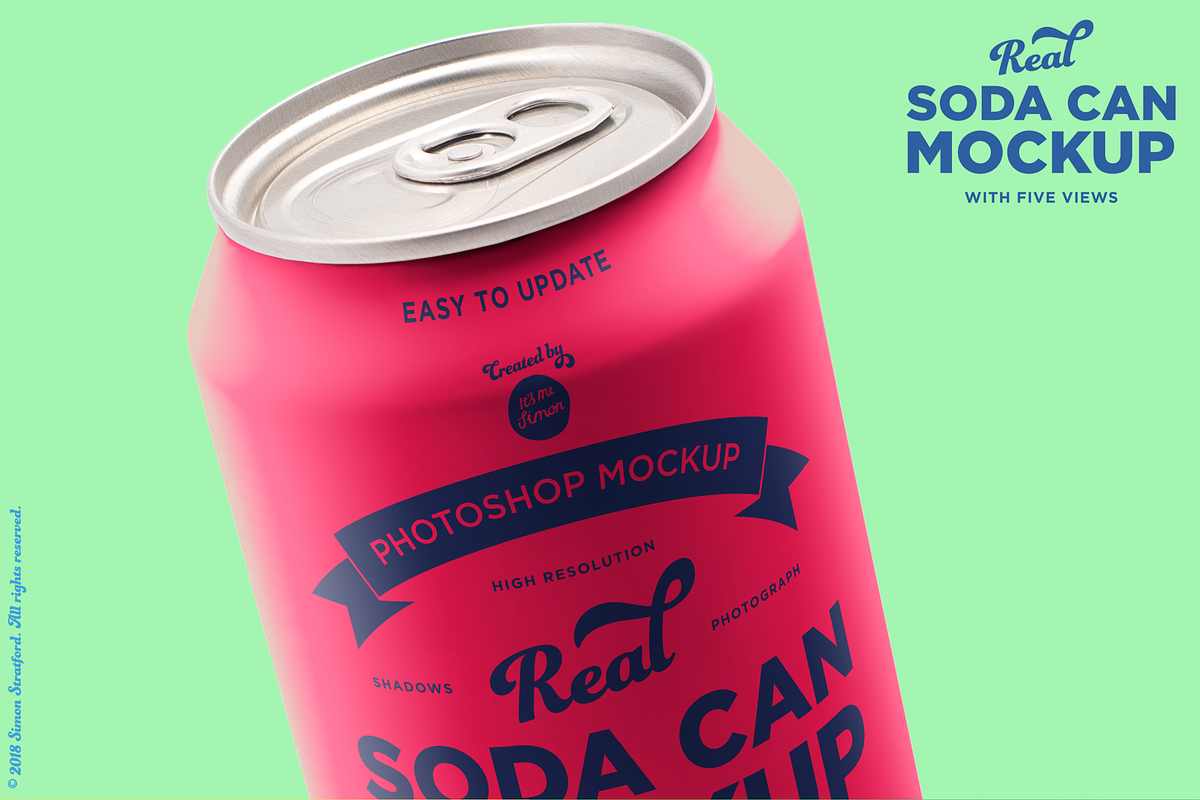 Soda can mockup with 5 awesome views, a Product Mockup by Itsmesimon (Photo 9 of 11)
