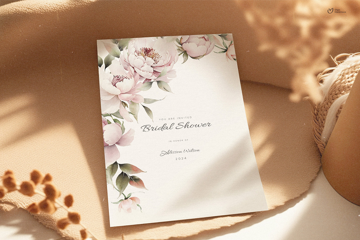 Pink Bloom, Watercolor peonies, an Object Illustration by ollalya (Photo 4 of 7)