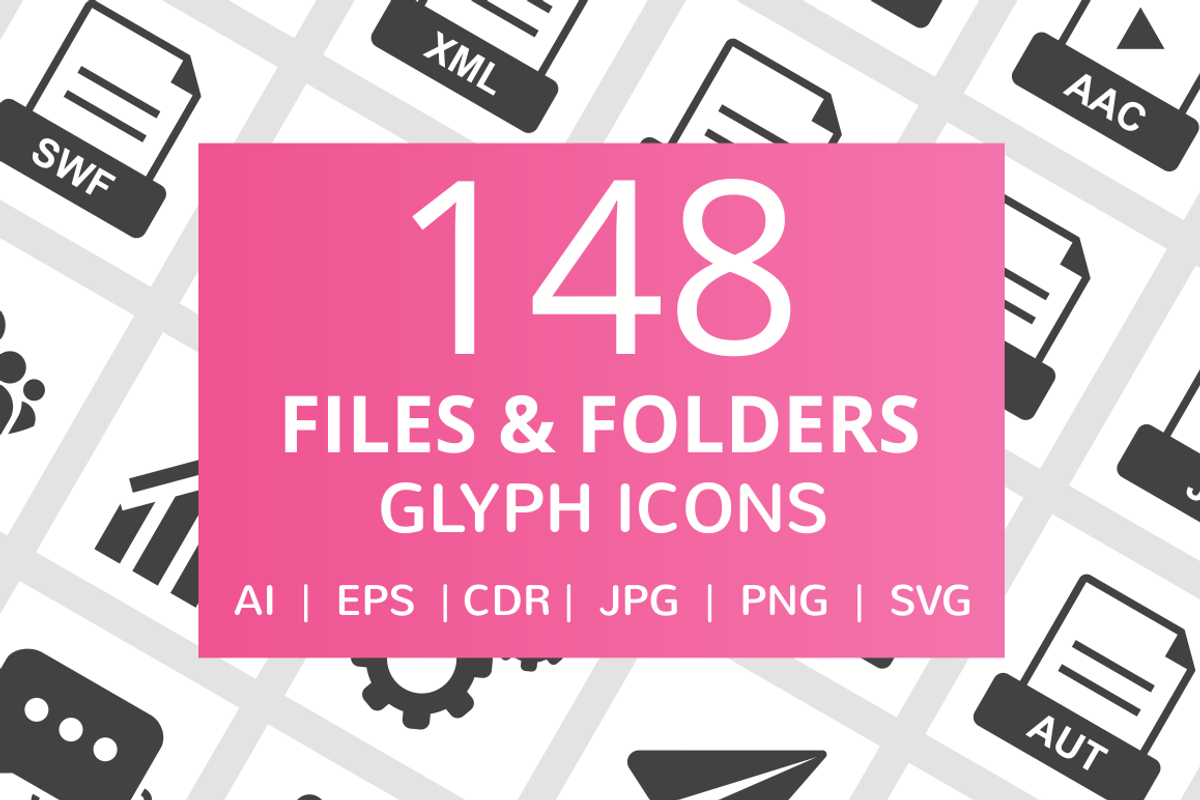 148 Files & Folders Glyph Icons, an Outline Icon by IconBunny (Photo 1 of 6)