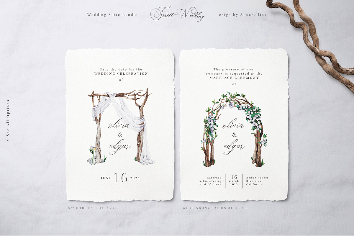 Forest Wedding Suite BUNDLE, an Invitation Template by Aquarellina (Photo 9 of 17)