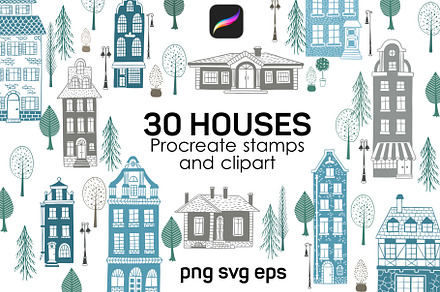 House Procreate brushes, clipart