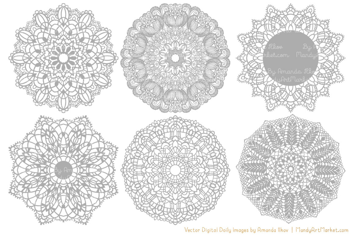 Grey Doilies Clipart & Vectors, an Illustration by Amanda Ilkov (Photo 3 of 4)