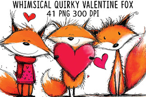 Whimsical Quirky Valentine Fox Clipa, a Graphic by CraftArtStudio