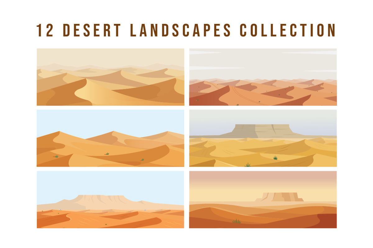 12 Desert Landscapes Collection, a Seasonal Illustration by jongcreative (Photo 1 of 3)