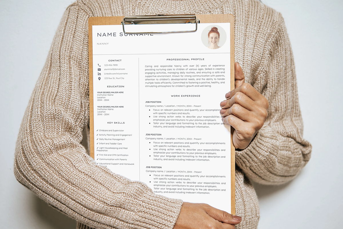 Nanny Resume Template Word, a Resume Template by OkiDocs Resume Templates (Photo 10 of 11)