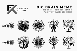 Big Brain Meme, a Solid Icon by Akatype Studio