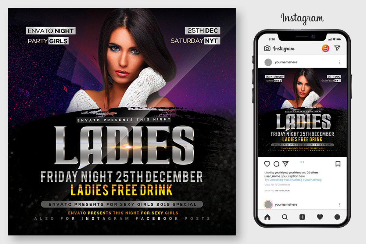 100 Night Club Party Flyers Bundle, a Flyer Template by graphicforest (Photo 38 of 72)
