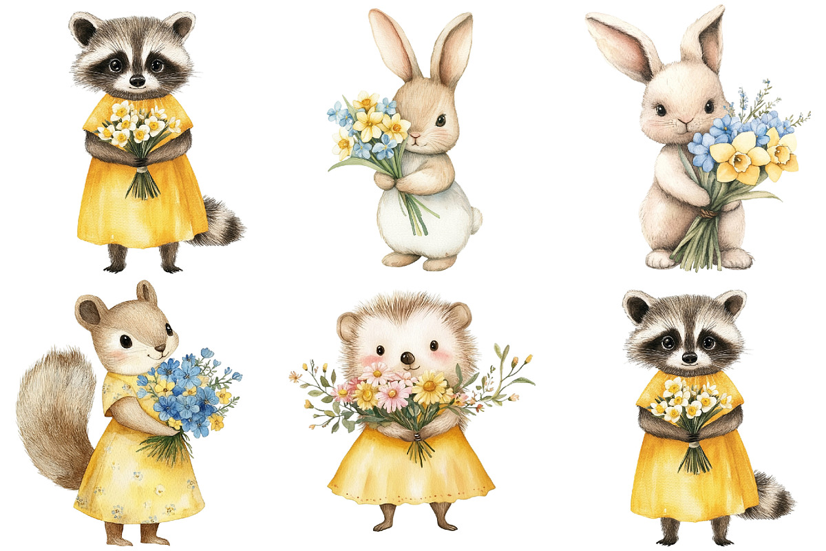 Spring Woodland Animal with Bouquet, an Illustration by CitraGraphics (Photo 4 of 5)