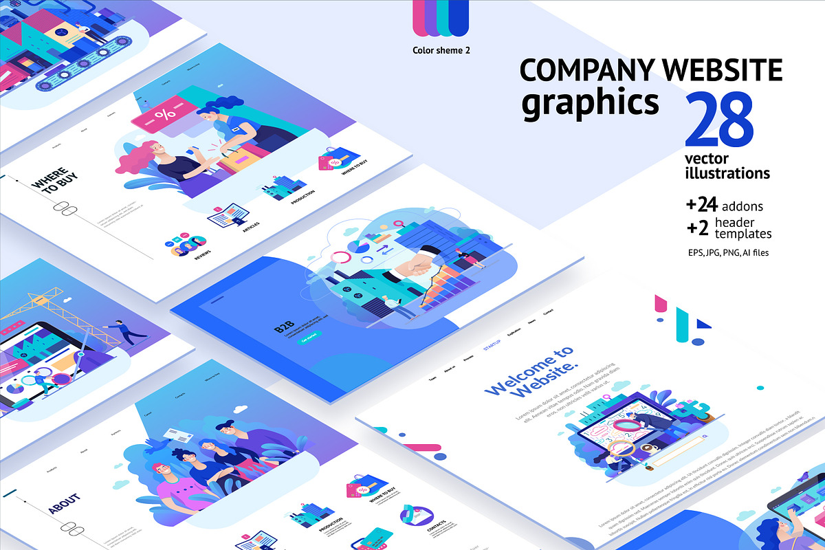 Company website vector Illustrations, a Work Illustration by Grivina's shop (Photo 2 of 25)