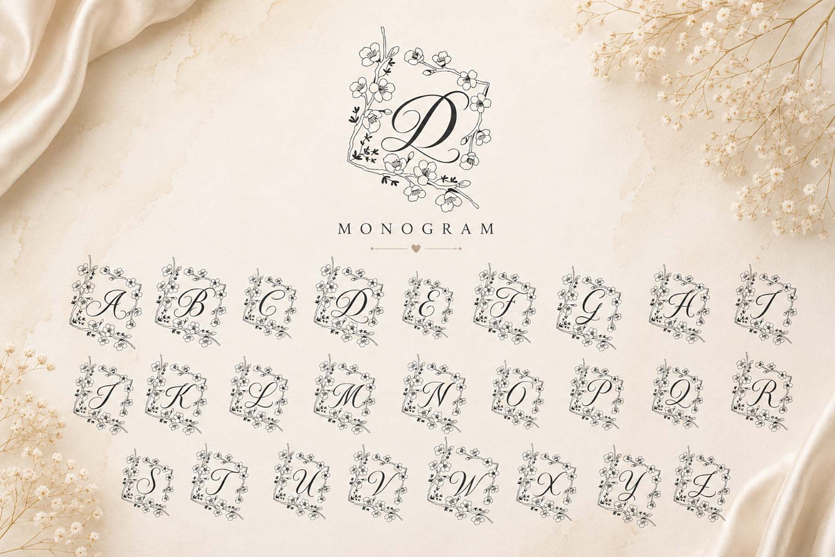 Difarina Sweet Monogram, a Handwritten Font by Yoga Letter (Photo 4 of 6)