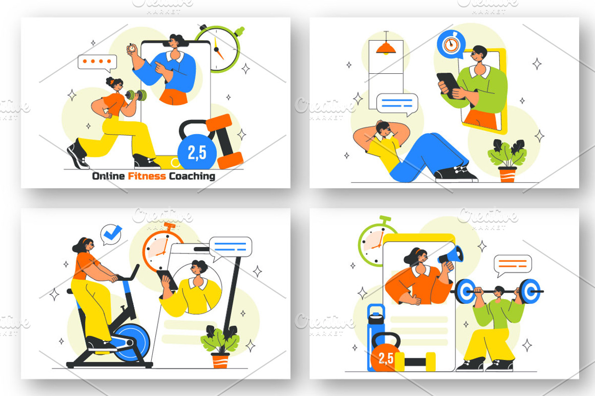 10 Online Fitness Coaching Vector, a Sport Illustration by denayunebgt (Photo 3 of 4)