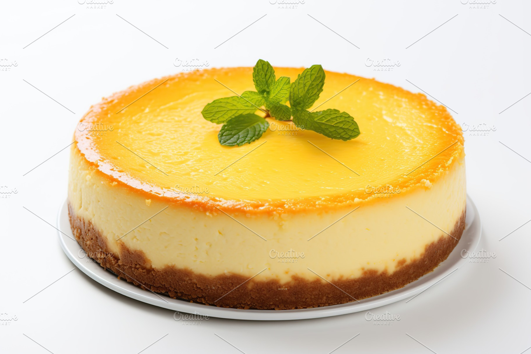Sweet cheesecake on white background, a Food & Drink Photo by AlyaAnd