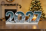 2027 Christmas Table Decor Laser Cut, a Decorative Illustration by svgocean (Thumbnail 1 of 3)
