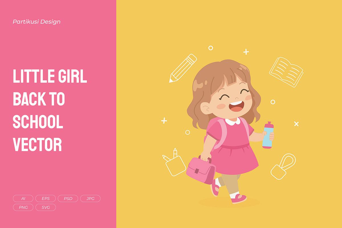 Little Girl Back to School Vector, a Person Illustration by Partikusi Design (Photo 1 of 3)