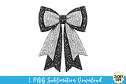 Coquette Black Sparkly Bow PNG File, an Illustration by Watercolor design (Thumbnail 1 of 3)
