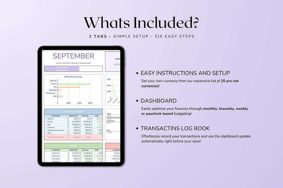 Simple Monthly Budget - Pastel, a Templates & Theme by The Creative Plans co (Photo 5 of 10)