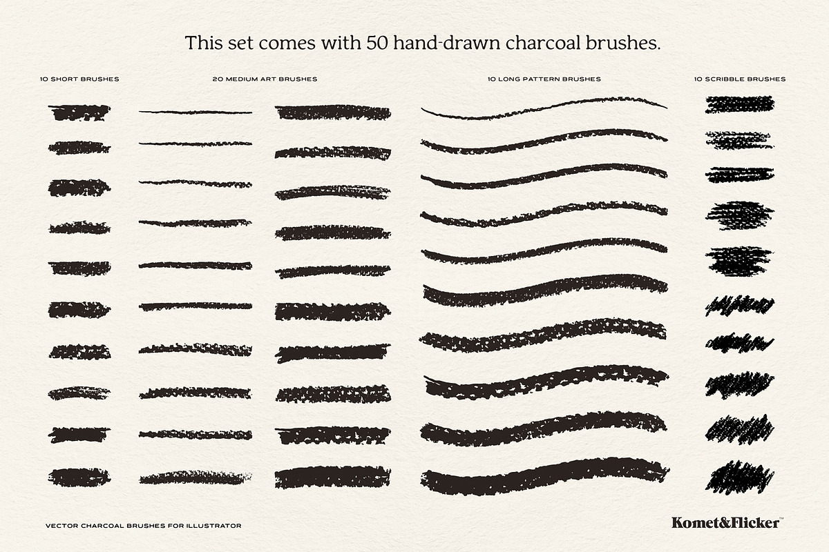Vector Charcoal Brushes, a Brush Add-On by Komet & Flicker (Photo 2 of 11)