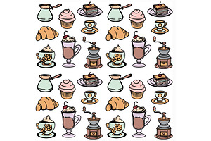 Vector Coffee Doodle Pattern