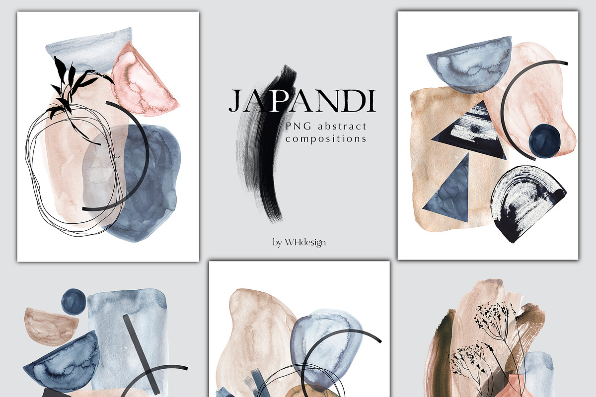 Japandi Abstract Watercolor Clip Art, a Decorative Illustration by whiteheartdesign (Photo 6 of 24)