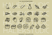 55 Sushi Doodles SVG Illustrations, a Food Illustration by HalieKStudio (Thumbnail 3 of 9)
