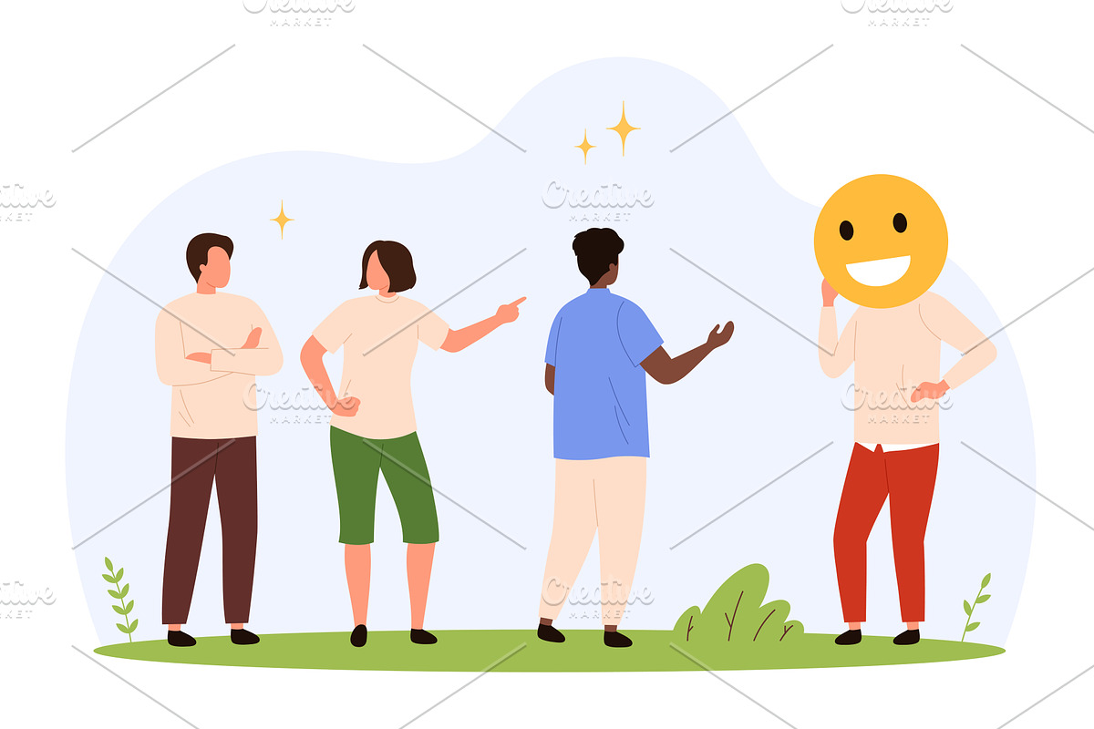 People Hiding Emotions Behind, a Person Illustration by Flashvector