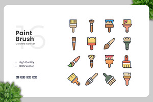 Paint Brush Colored Icons, an Icon by Upnowgraphic