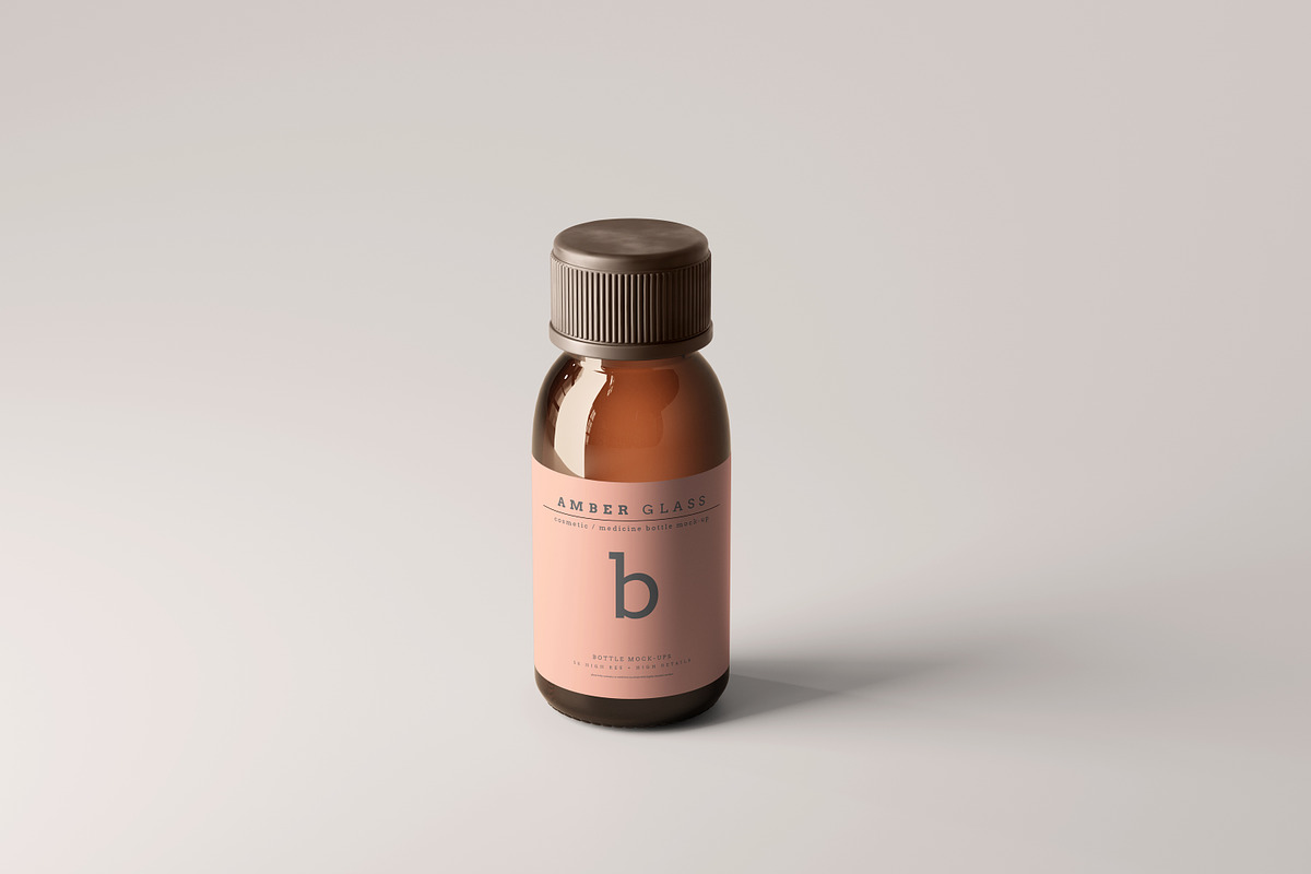 Amber Glass Bottle Mockups, a Cups & Container Mockup by pmvch (Photo 3 of 20)