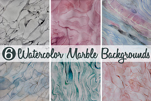 6 Watercolor Marble Backgrounds