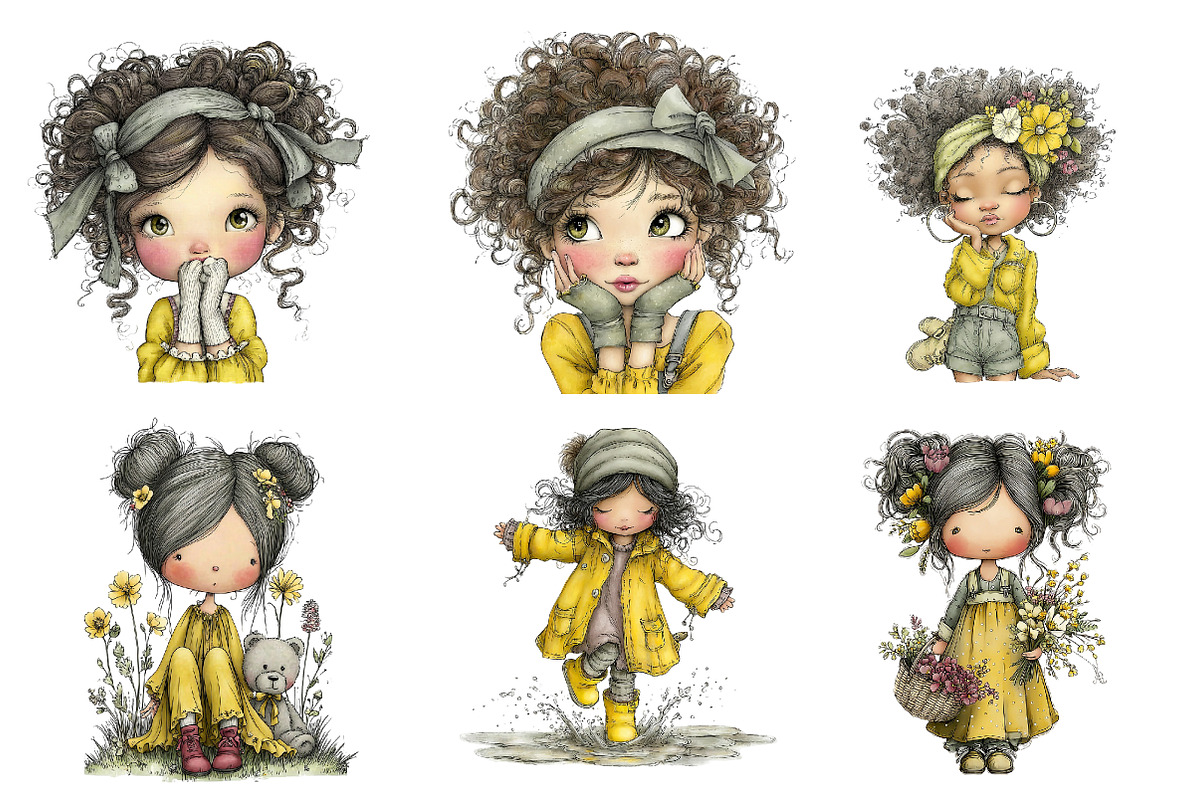 Quirky Cute Little Girl Clipart, an Illustration by CreationArt (Photo 2 of 5)