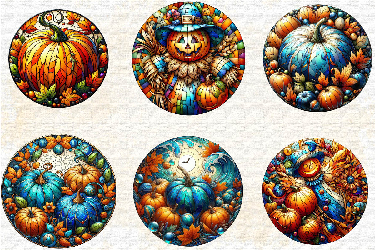 Autumn Pumpkin Stained Glass Sublim, an Illustration by SVGArt (Photo 7 of 8)