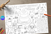 Birthday Activity & Coloring page, a Stationery Template by AIW SOLUTIONS (Thumbnail 1 of 2)