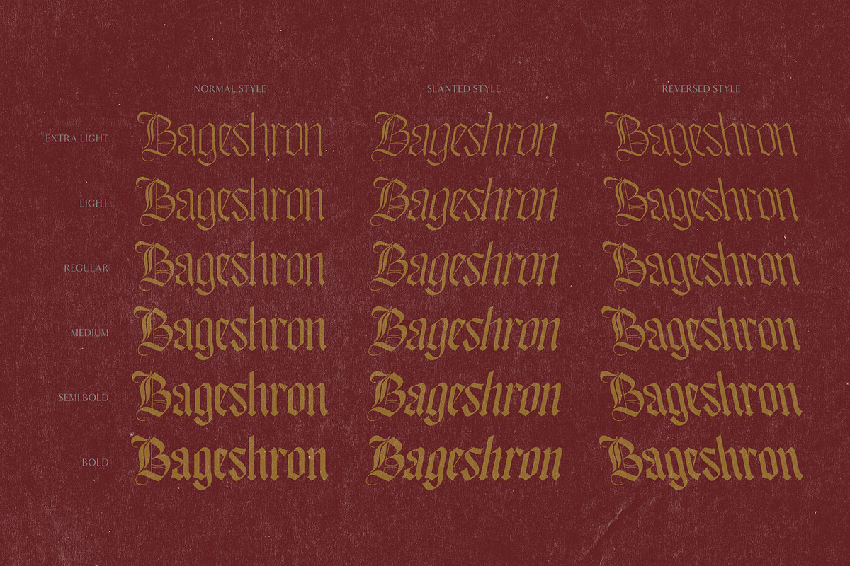 Bageshron Blackletter Font Family, a Blackletter Font by Enxyclo Studio (Photo 2 of 27)