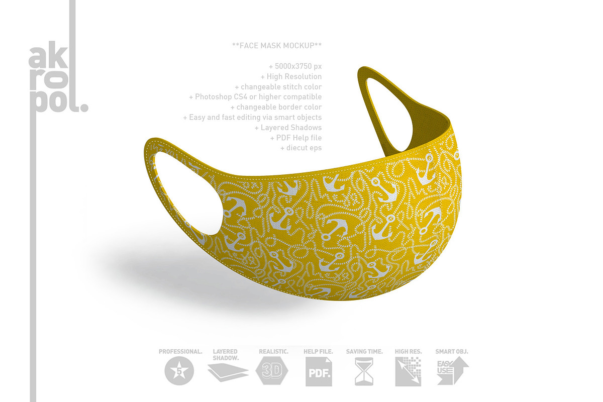 Face Mask Mockup, a Mask Mockup by akropol (Photo 5 of 12)