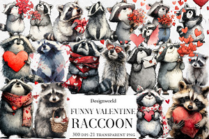 Funny Valentine Raccoon Clipart, an Illustration by Designworld